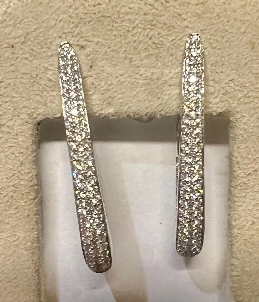 18K W/G SAVOIA ITALY DIA 1.33CTS HOOP EARRING view 3