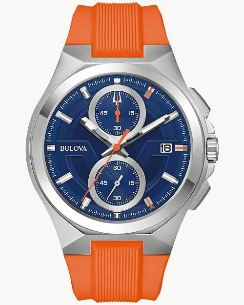 Bulova Maquina Marc Anthony orange rubber band
