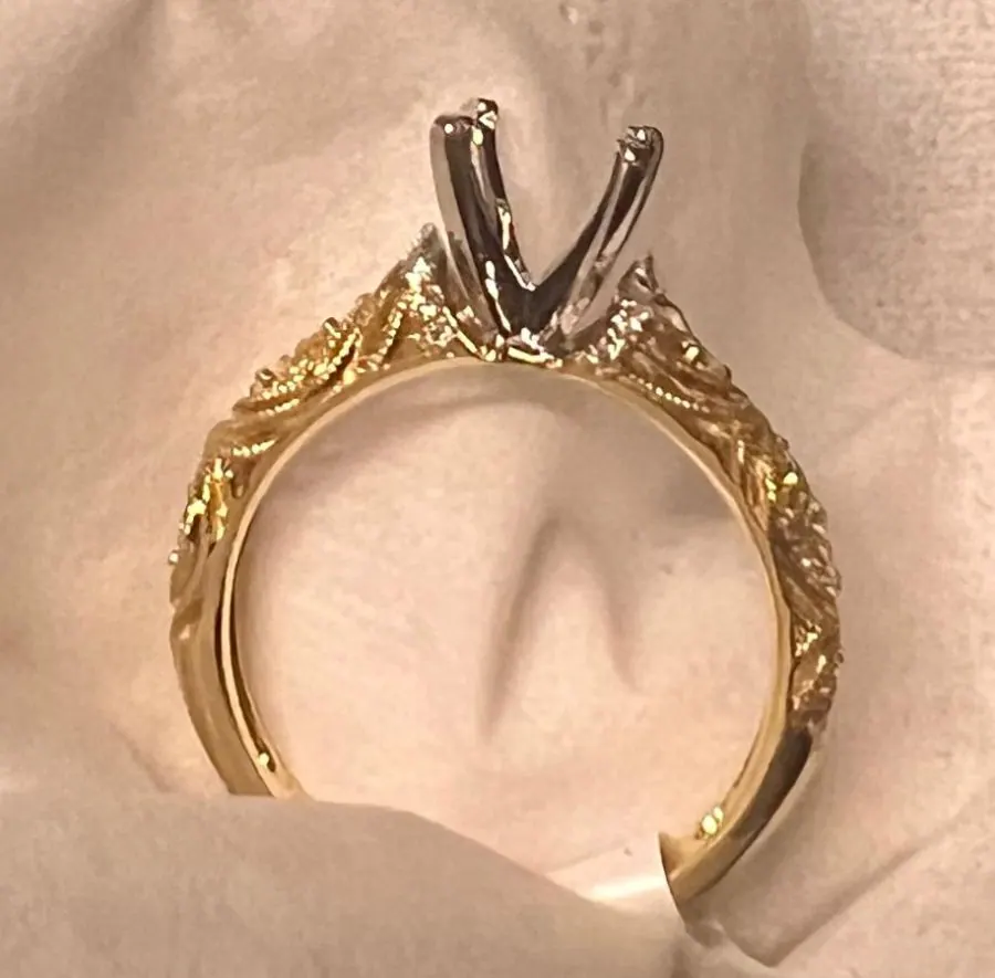 18K YELLOW GOLD INSPIRED VINTAGE DIAMOND ENGAGEMENT RING view 2