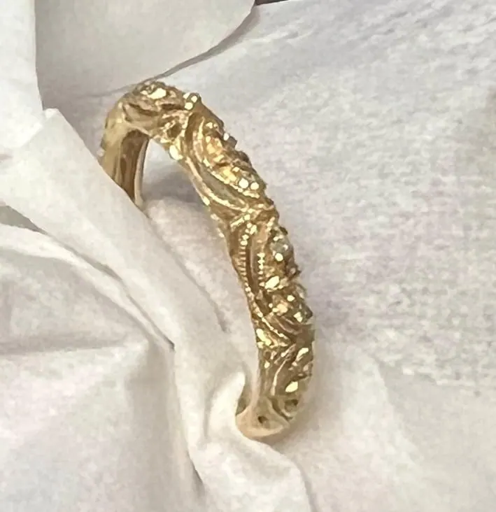 18k YELLOW GOLD INSPIRED VINTAGE DIAMOND WEDDING RING