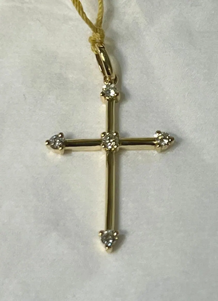 18K Yellow Gold Diamond Cross