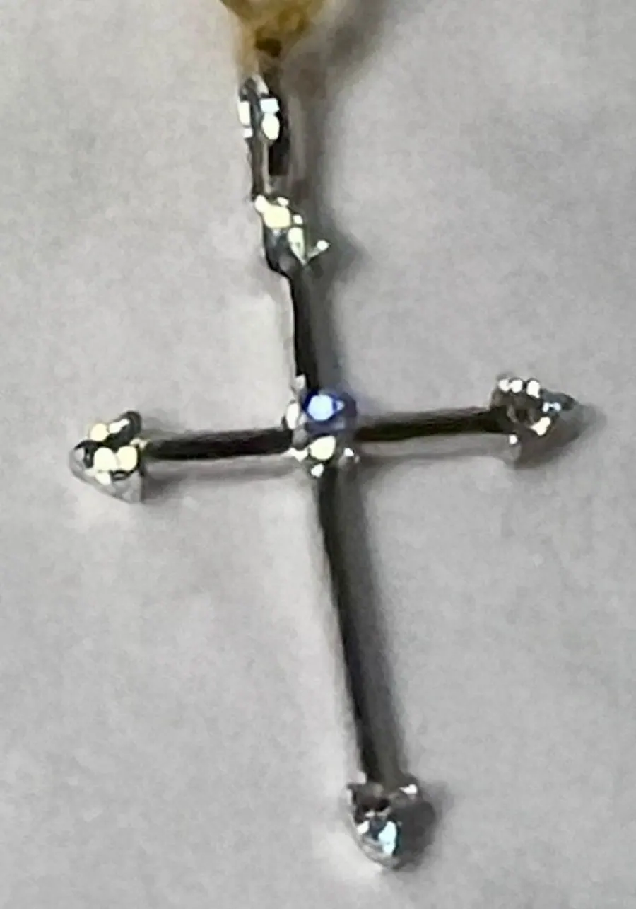 18K White Gold Diamond Cross