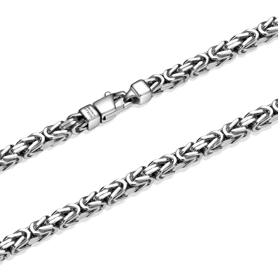 ETHOS Italian 8.5″ inches long Rhodium Plated Byzantine 5mm Chain Bracelet