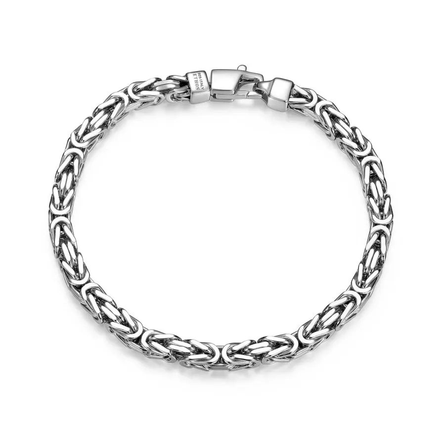 ETHOS Italian 8.5″ inches long Rhodium Plated Byzantine 5mm Chain Bracelet view 2