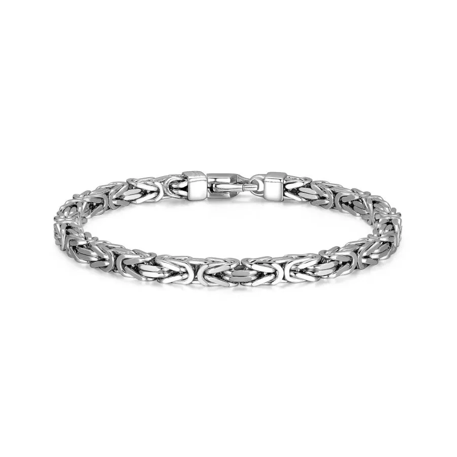 ETHOS Italian 8.5″ inches long Rhodium Plated Byzantine 5mm Chain Bracelet view 3