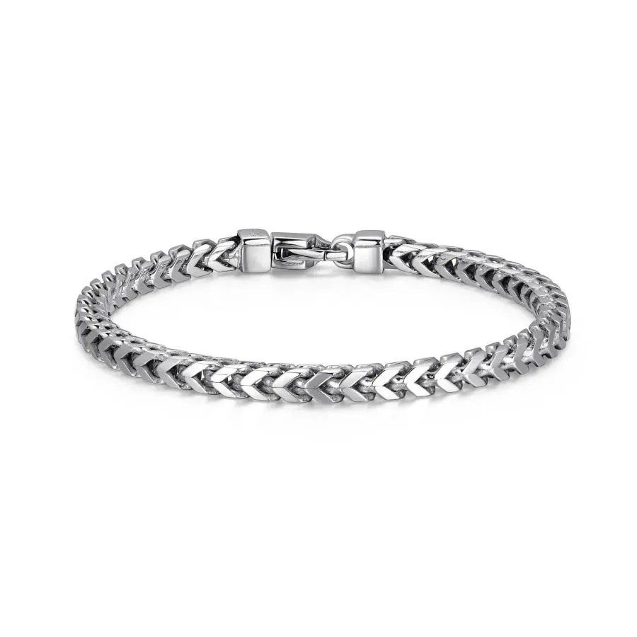 Ethos 4.5mm Italian Chain Rhodium Plated 4-Side Franco Chain Bracelet – 8.5″ long. view 2