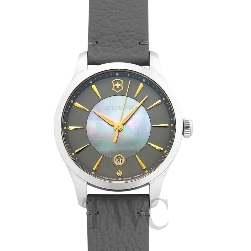 Victorinox Swiss ArmyAlliance Quartz Grey Mother of Pearl Dial Leather Strap Women’s Watch 241756 view 2