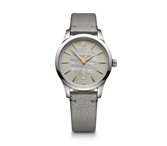 Victorinox Swiss ArmyAlliance Quartz Grey Mother of Pearl Dial Leather Strap Women’s Watch 241756 view 4