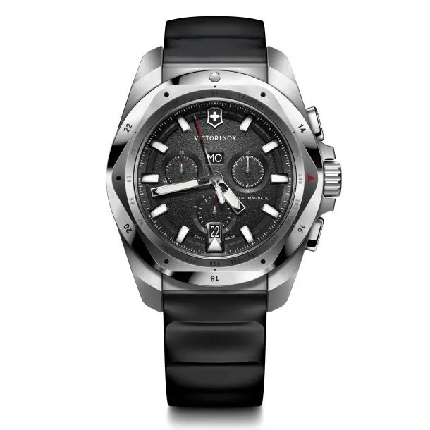 Victorinox I.N.O.X 43mm Black Dial Chrono on Blacl Rubber Band
