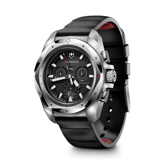 Victorinox I.N.O.X 43mm Black Dial Chrono on Blacl Rubber Band view 3