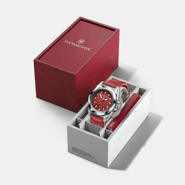 Victorinox I.N.O.X. Quartz 41mm Red Rubber Watch view 2