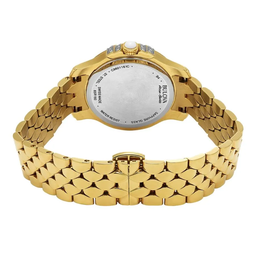 Bulova Accu Swiss Women’s 65R160 Diamond Gold Watch view 3