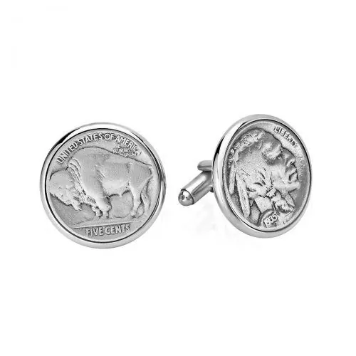 Legère Genuine Buffalo Indian head nickle Cuff Links