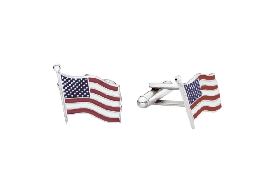 BCL/281/R
Legère American flag cuff links. Rhodium electroplated with hand epoxied colors