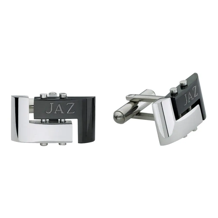 TCL/6015
Legère Stainless steel Cuff Links with black offset tetris.
