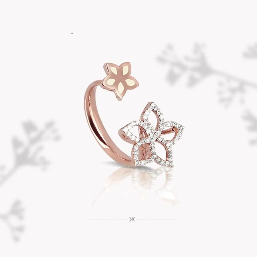 Korloff  Jasmine ENVOLEES POETIQUES RING
Pink gold, diamond
