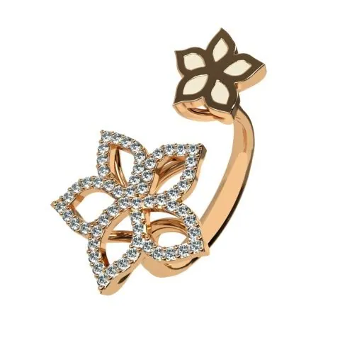 Korloff  Jasmine ENVOLEES POETIQUES RING
Pink gold, diamond view 2